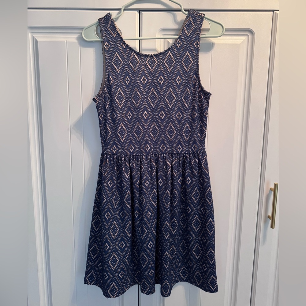 Alya from Francesca’s Blue Patterned Sleeveless Dress